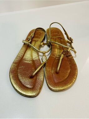 Tory Burch Emmy Gold Metallic Thong Sandals